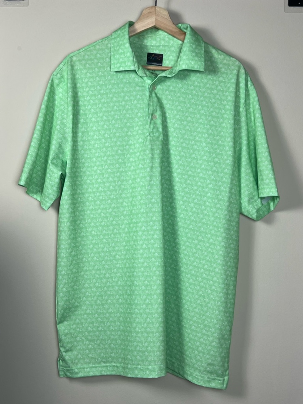 Greg Norman Collection Light Mint Green Polo Shirt Size L